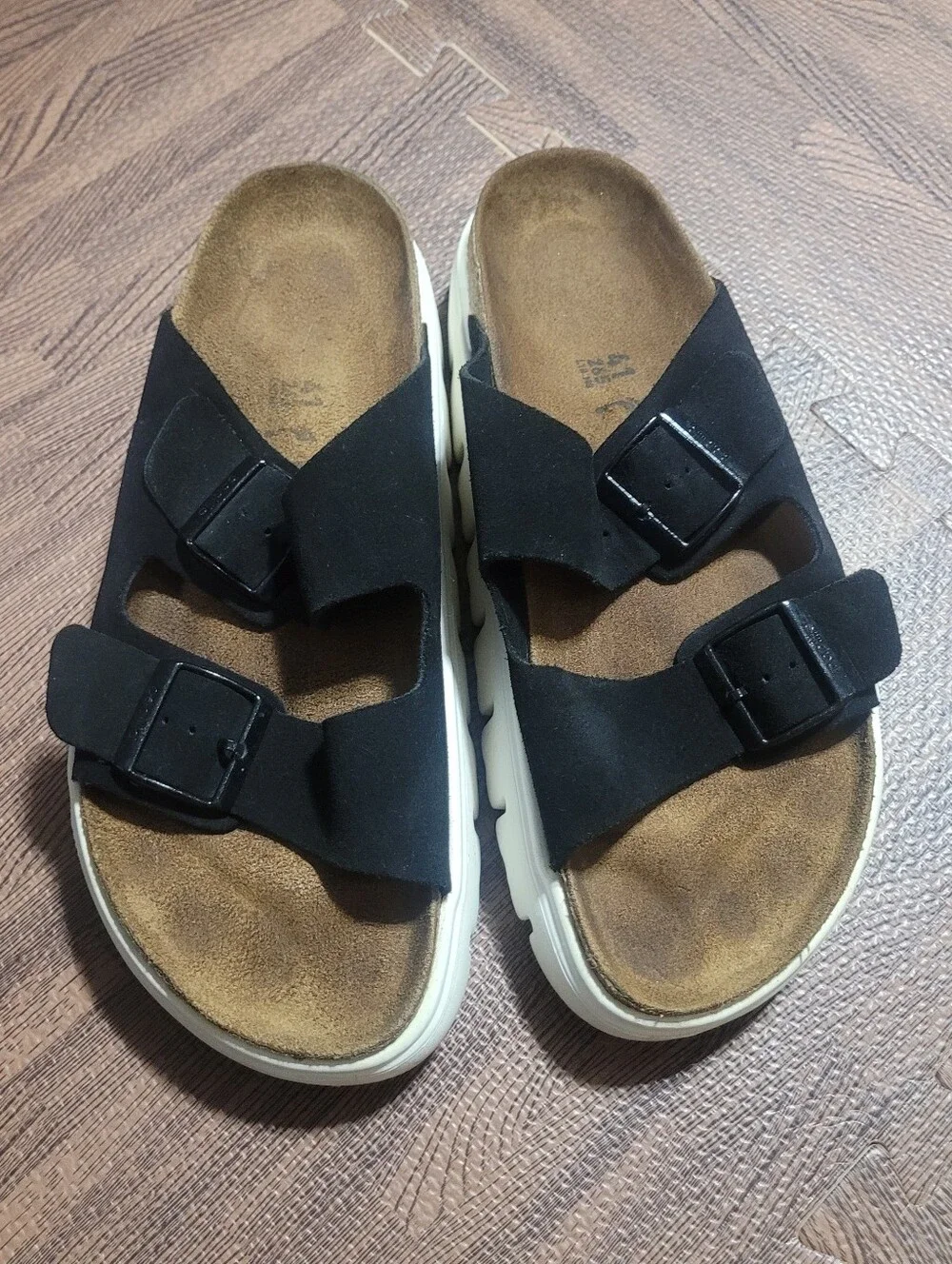 Birkenstocks Arizona Papillio Chunky Suede Leather Sandals In black Sz 10  EU 41